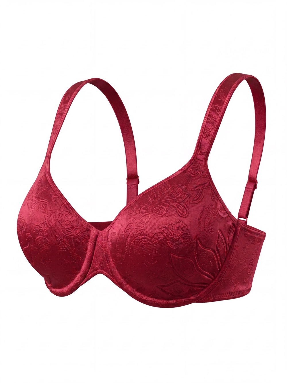 Bali Live It Up Underwire Bra Red Jacquard Size 40C feminine thick padded straps